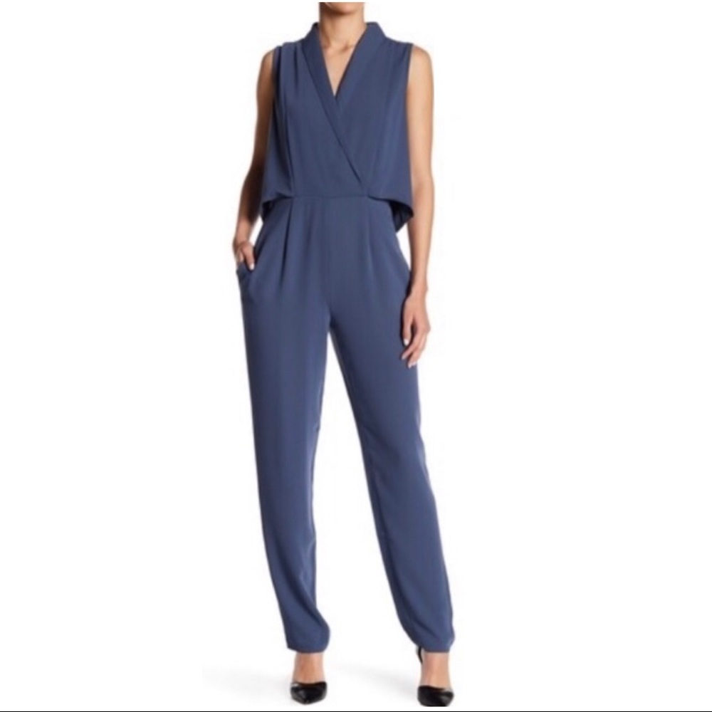 Cooper & Ella Blue Sleeveless V Jumpsuit S